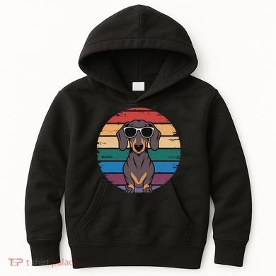 Retro Dachshund Sunset Kids Hoodie