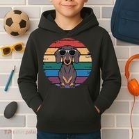 Retro Dachshund Sunset Kids Hoodie thumb 2
