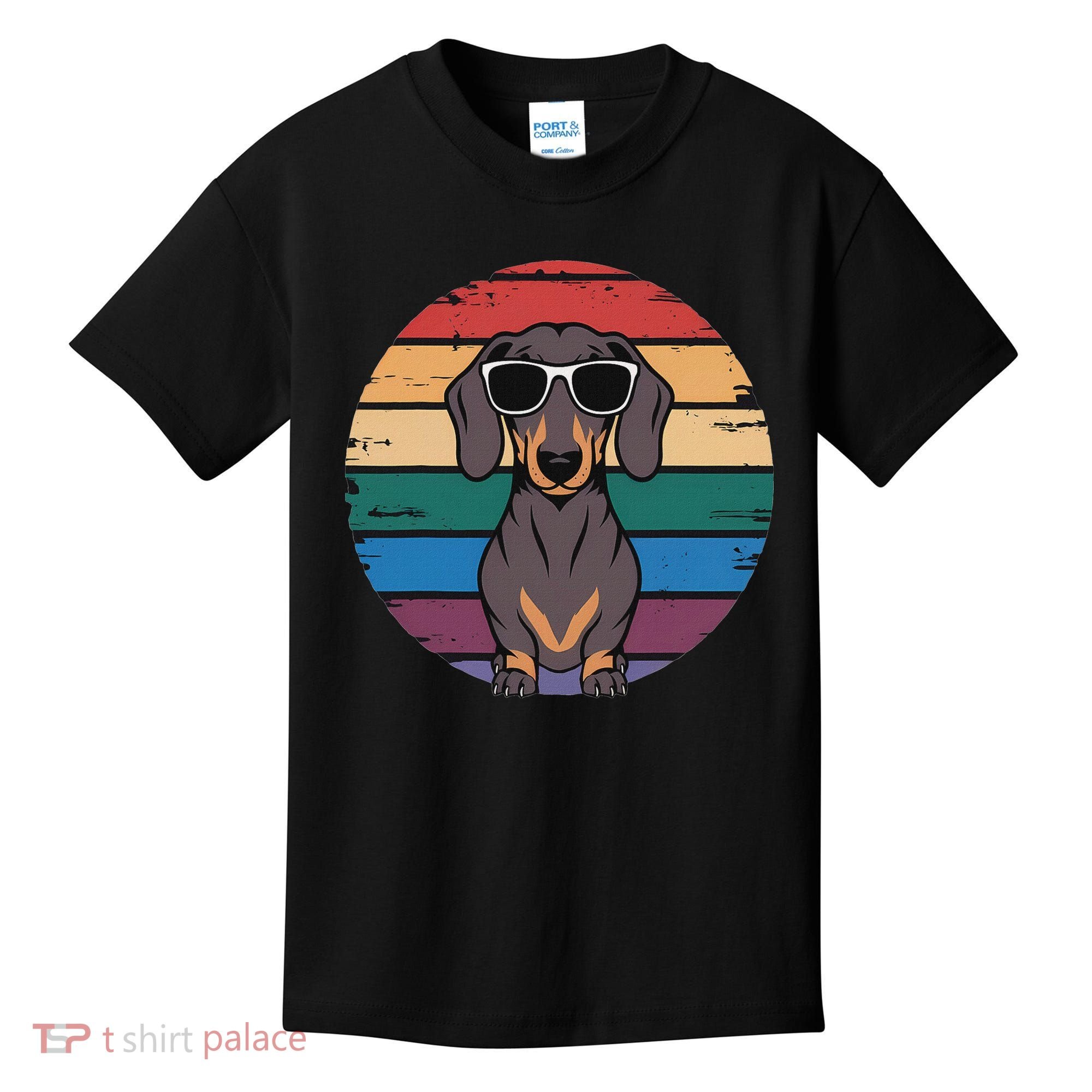 Retro Dachshund Sunset Kids T-Shirt