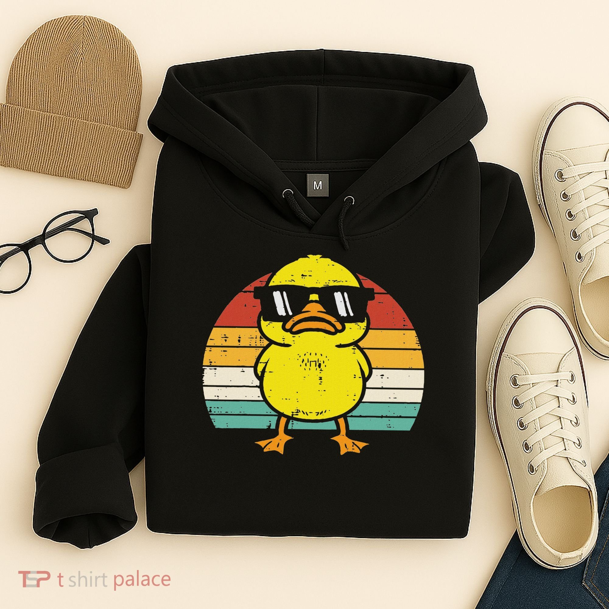 Rubber Duck Sunglasses Sunset Retro Duckling Hoodie