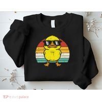Rubber Duck Sunglasses Sunset Retro Duckling Sweatshirt thumb 2