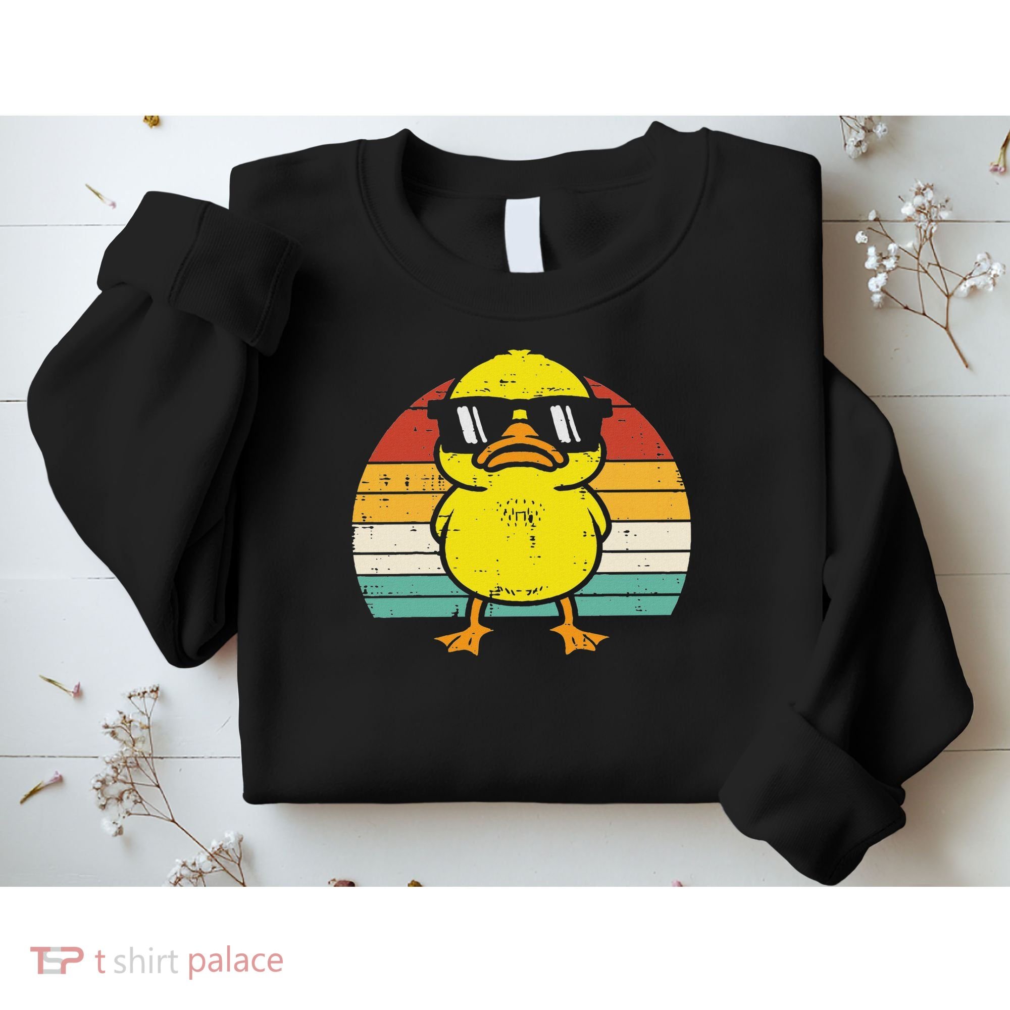 Rubber Duck Sunglasses Sunset Retro Duckling Sweatshirt