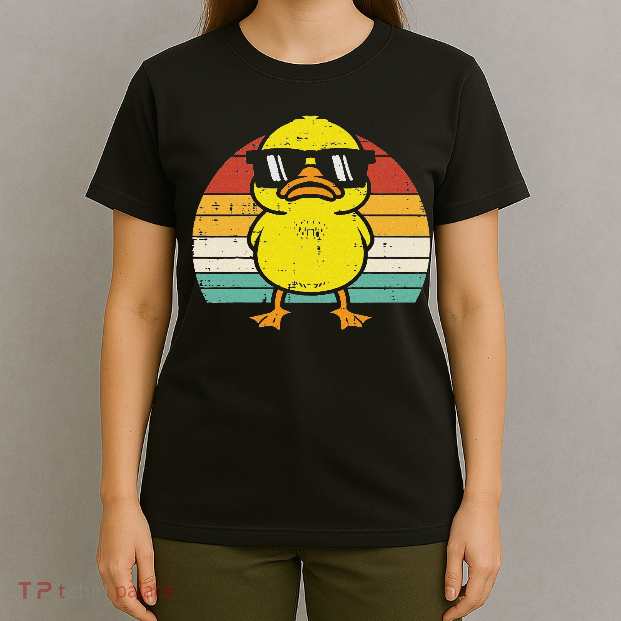 Rubber Duck Sunglasses Sunset Retro Duckling T-Shirt