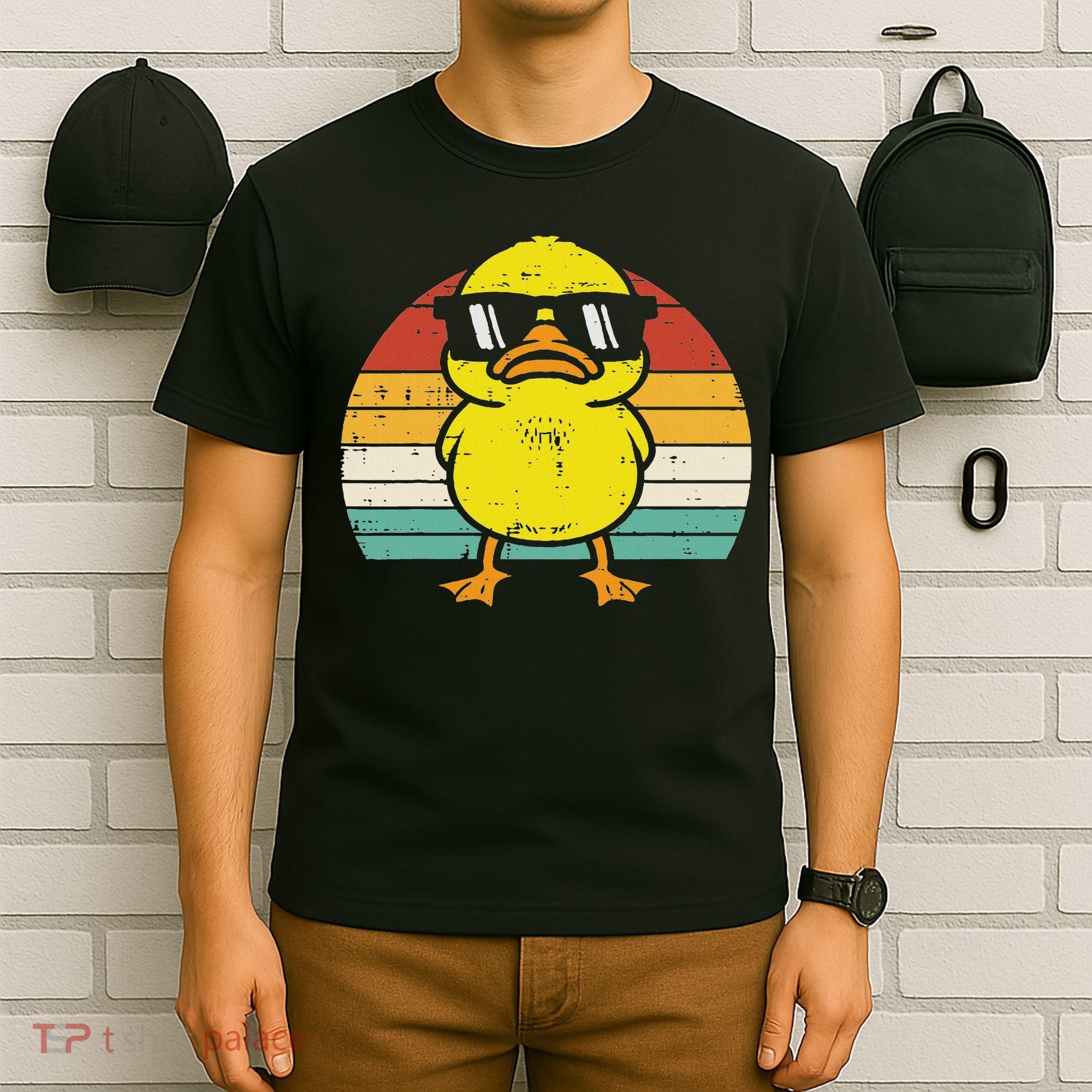 Rubber Duck Sunglasses Sunset Retro Duckling T-Shirt