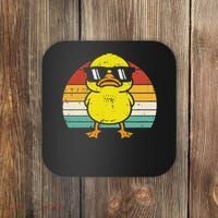 Rubber Duck Sunglasses Sunset Retro Duckling Coaster thumb 0