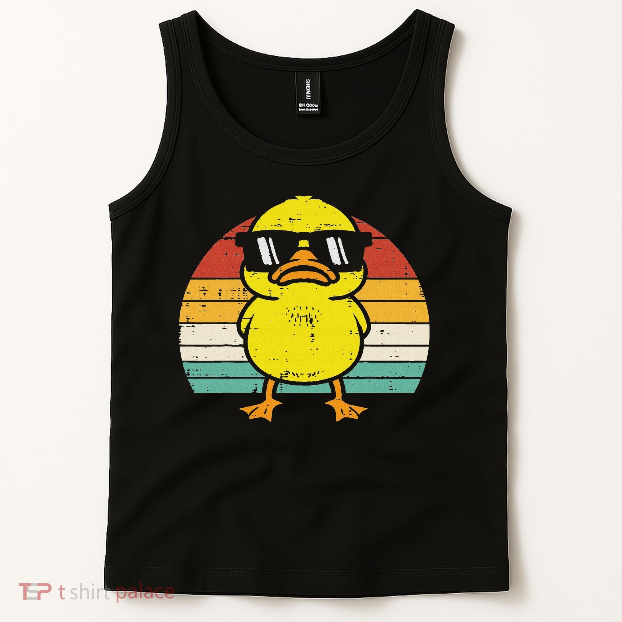 Rubber Duck Sunglasses Sunset Retro Duckling Tank Top