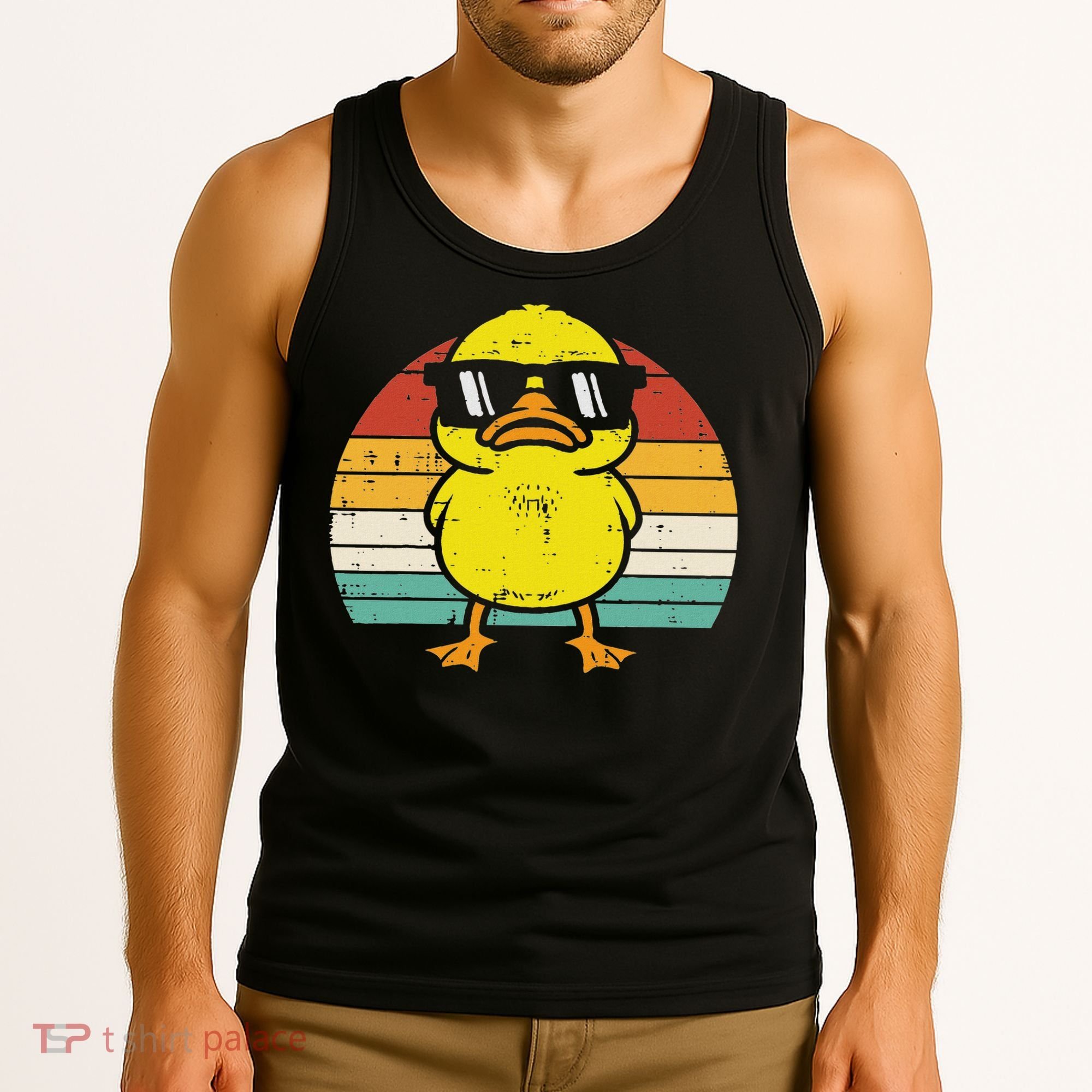Rubber Duck Sunglasses Sunset Retro Duckling Tank Top