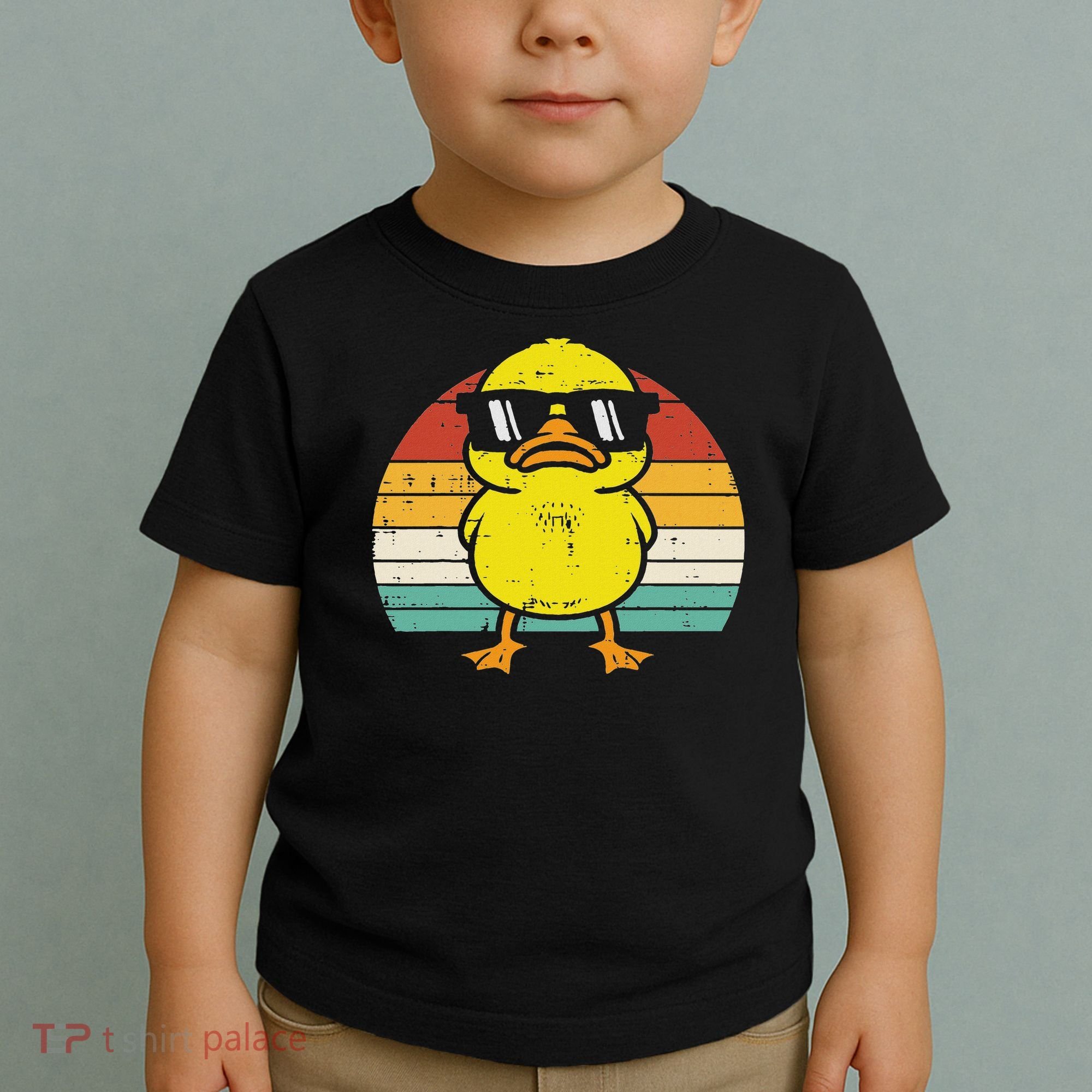 Rubber Duck Sunglasses Sunset Retro Duckling Toddler T-Shirt