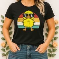 Rubber Duck Sunglasses Sunset Retro Duckling Women's T-Shirt thumb 2