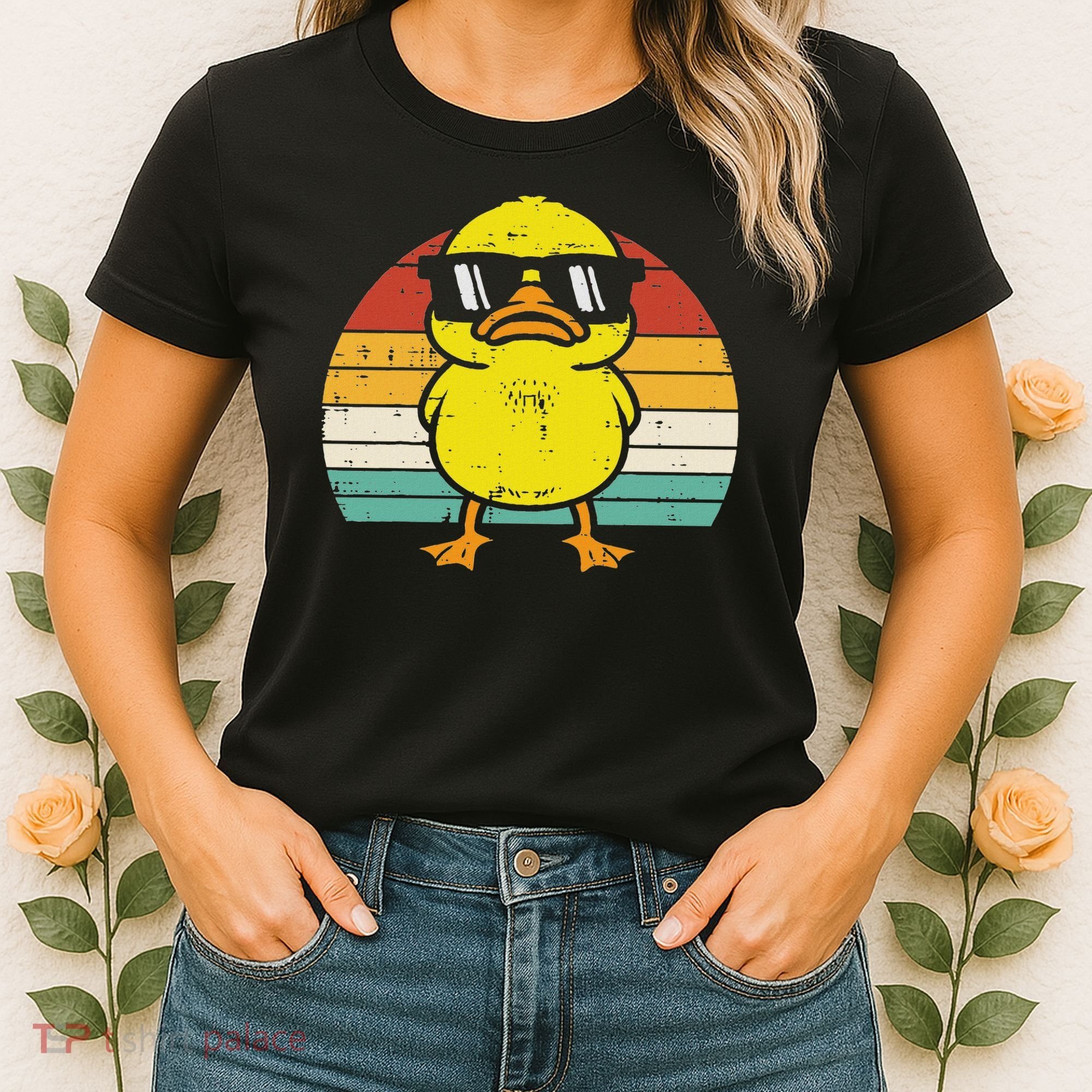 Rubber Duck Sunglasses Sunset Retro Duckling Women's T-Shirt