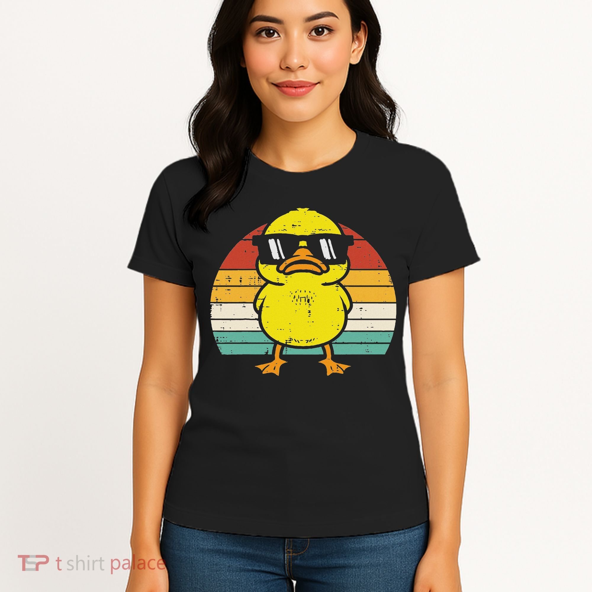 Rubber Duck Sunglasses Sunset Retro Duckling Women's T-Shirt