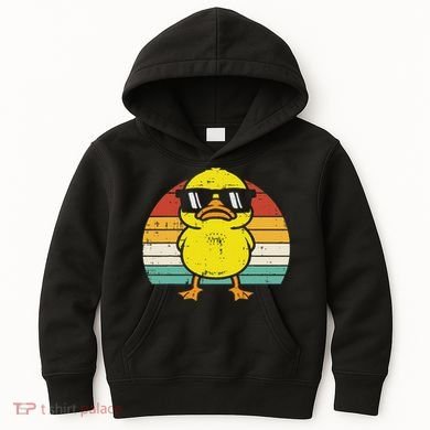 Rubber Duck Sunglasses Sunset Retro Duckling Kids Hoodie