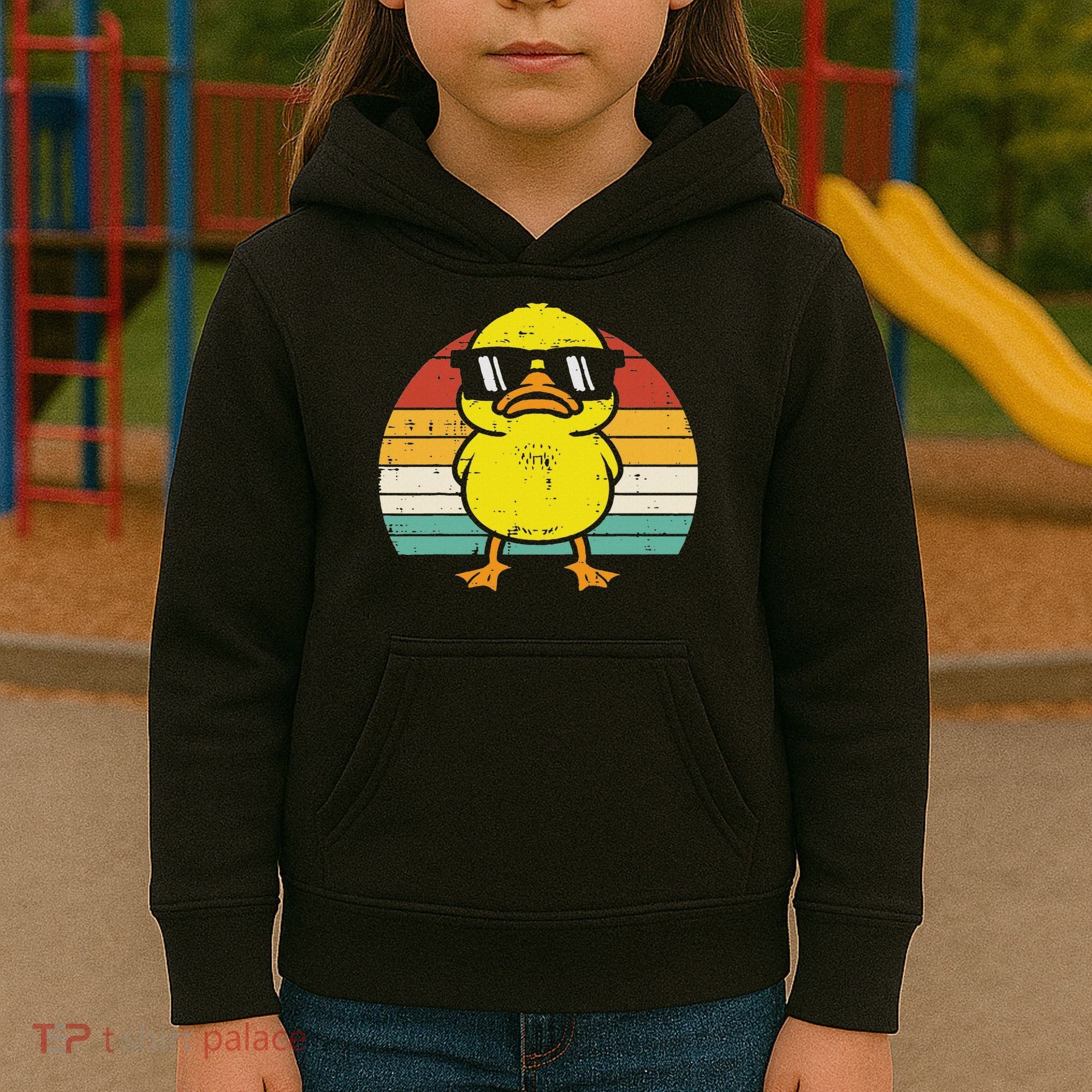 Rubber Duck Sunglasses Sunset Retro Duckling Kids Hoodie