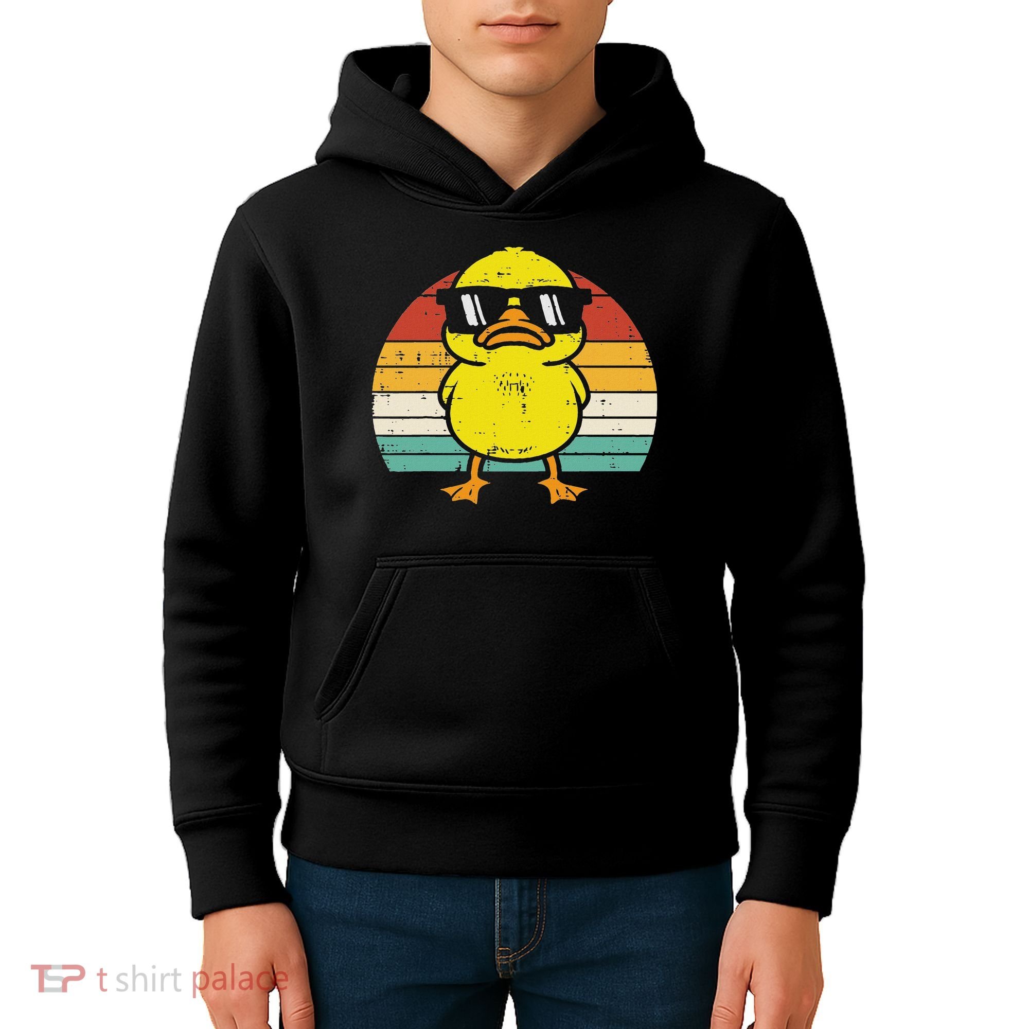 Rubber Duck Sunglasses Sunset Retro Duckling Kids Hoodie