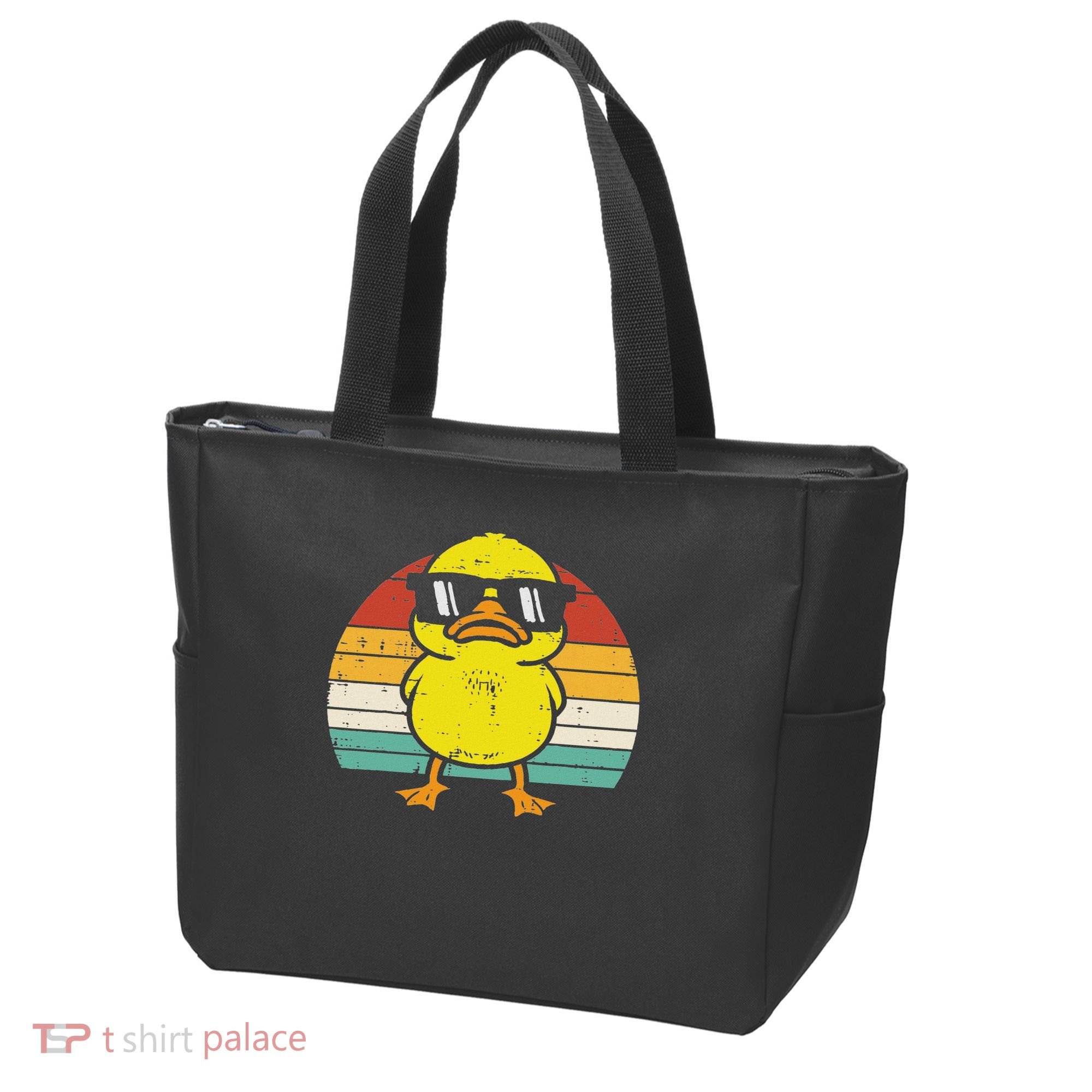 Rubber Duck Sunglasses Sunset Retro Duckling Tote Bag