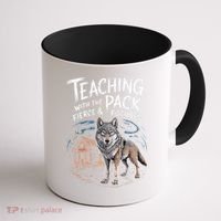 Retro Dire Spirit Even Wolf Teaching A Pack Book Reading Coffee Mug thumb 1