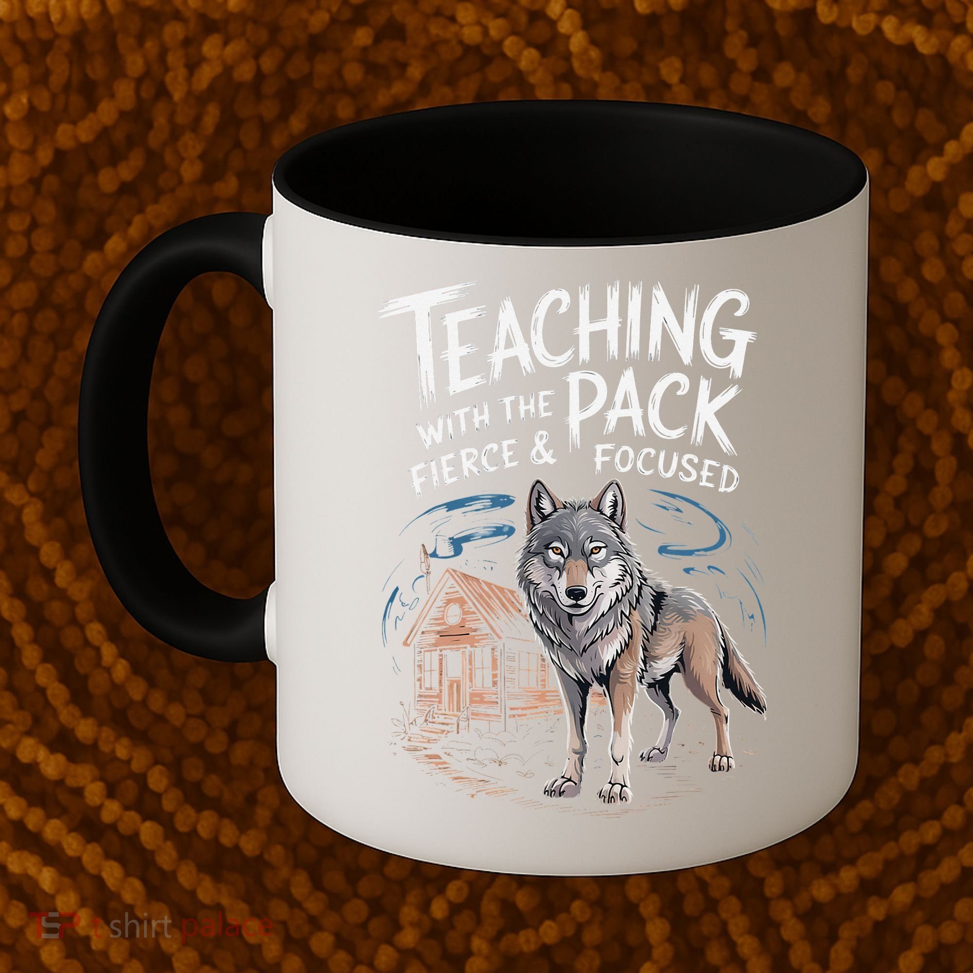 Retro Dire Spirit Even Wolf Teaching A Pack Book Reading Coffee Mug