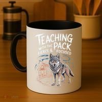 Retro Dire Spirit Even Wolf Teaching A Pack Book Reading Coffee Mug thumb 4