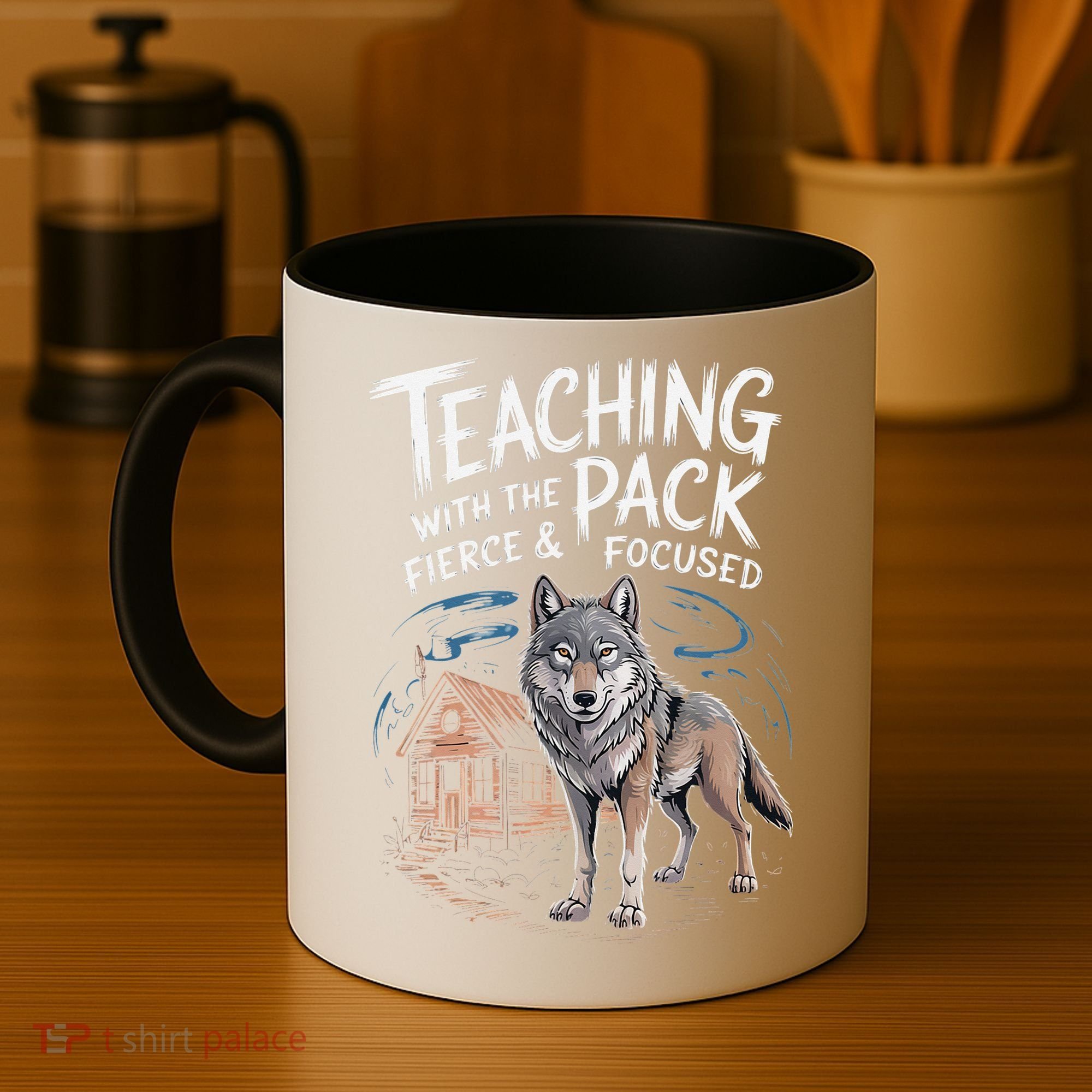 Retro Dire Spirit Even Wolf Teaching A Pack Book Reading Coffee Mug