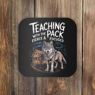 Retro Dire Spirit Even Wolf Teaching A Pack Book Reading Coaster