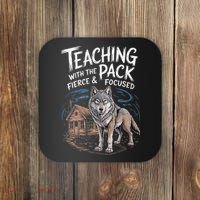 Retro Dire Spirit Even Wolf Teaching A Pack Book Reading Coaster thumb 0