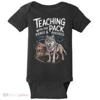 Retro Dire Spirit Even Wolf Teaching A Pack Book Reading Baby Bodysuit thumb 0