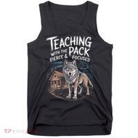 Retro Dire Spirit Even Wolf Teaching A Pack Book Reading Tank Top thumb 0
