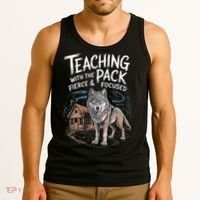 Retro Dire Spirit Even Wolf Teaching A Pack Book Reading Tank Top thumb 3