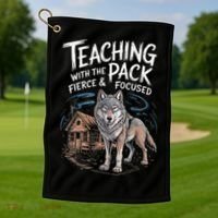 Retro Dire Spirit Even Wolf Teaching A Pack Book Reading Golf Towel thumb 1