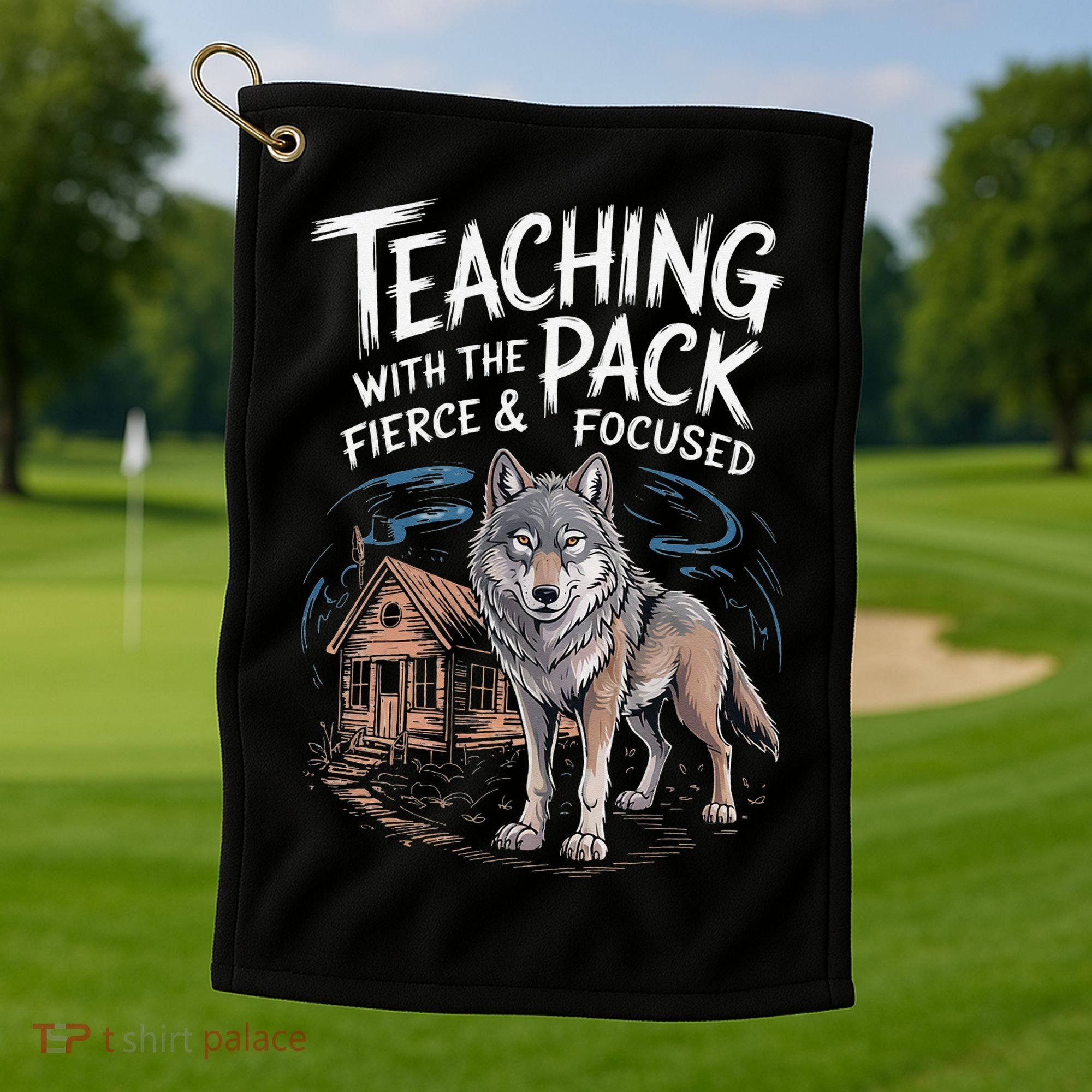 Retro Dire Spirit Even Wolf Teaching A Pack Book Reading Golf Towel