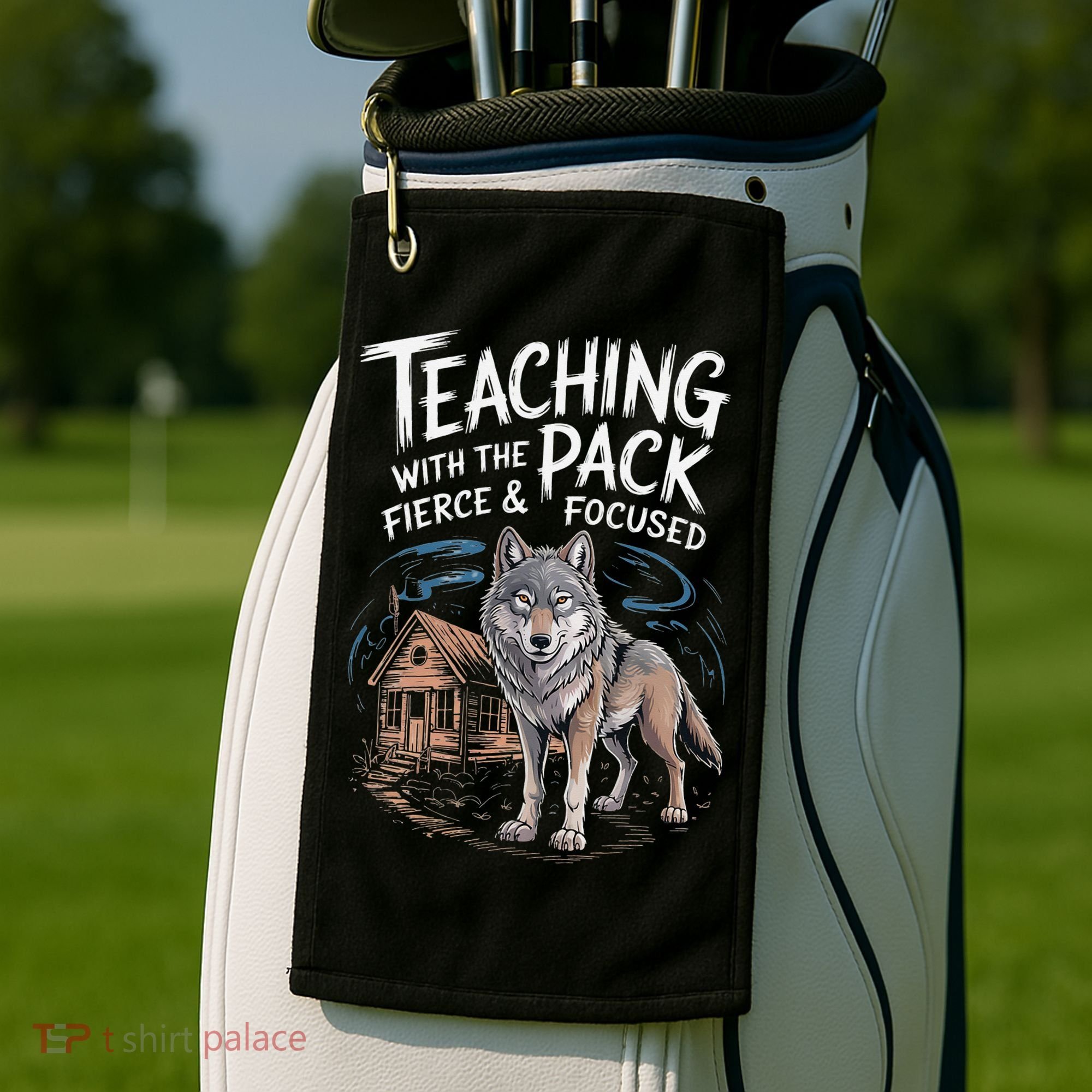 Retro Dire Spirit Even Wolf Teaching A Pack Book Reading Golf Towel