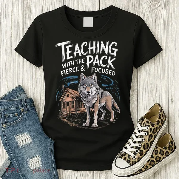 Retro Dire Spirit Even Wolf Teaching A Pack Book Reading Women's T-Shirt