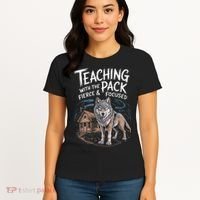 Retro Dire Spirit Even Wolf Teaching A Pack Book Reading Women's T-Shirt thumb 4
