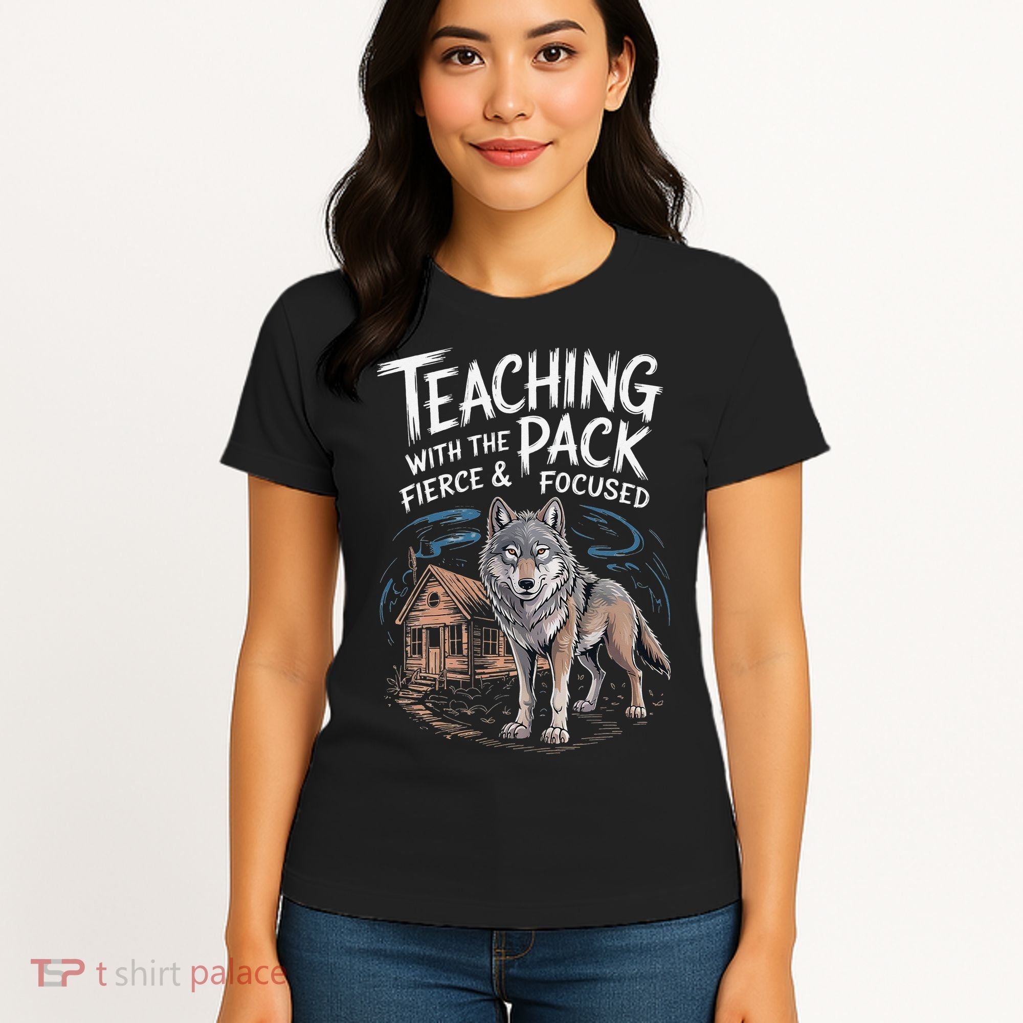 Retro Dire Spirit Even Wolf Teaching A Pack Book Reading Women's T-Shirt