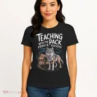 Retro Dire Spirit Even Wolf Teaching A Pack Book Reading Women's T-Shirt thumb 4