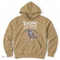 Retro Dire Spirit Even Wolf Teaching A Pack Book Reading Hoodie thumb 0
