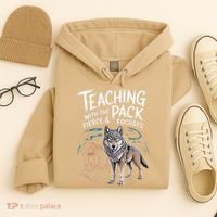 Retro Dire Spirit Even Wolf Teaching A Pack Book Reading Hoodie thumb 4