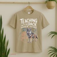 Retro Dire Spirit Even Wolf Teaching A Pack Book Reading T-Shirt thumb 2