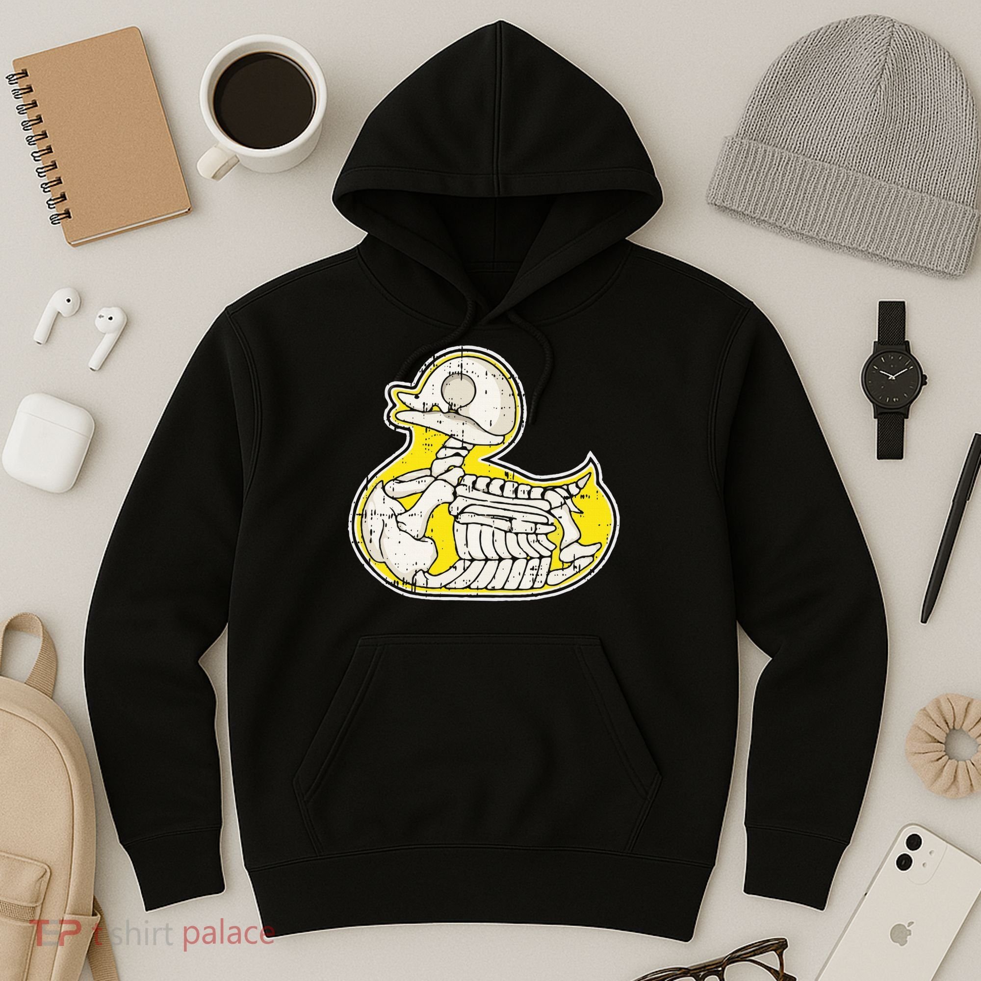 Rubber Duck Skeleton Lazy Halloween Costume Funny Ducky Hoodie