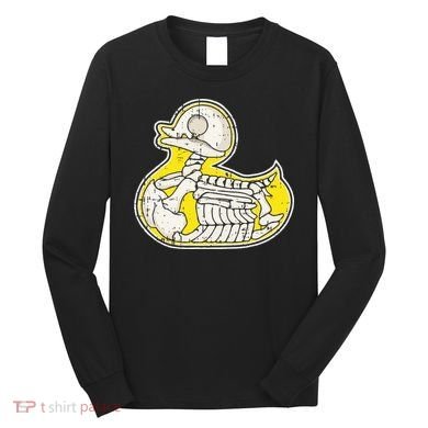 Rubber Duck Skeleton Lazy Halloween Costume Funny Ducky Long Sleeve Shirt
