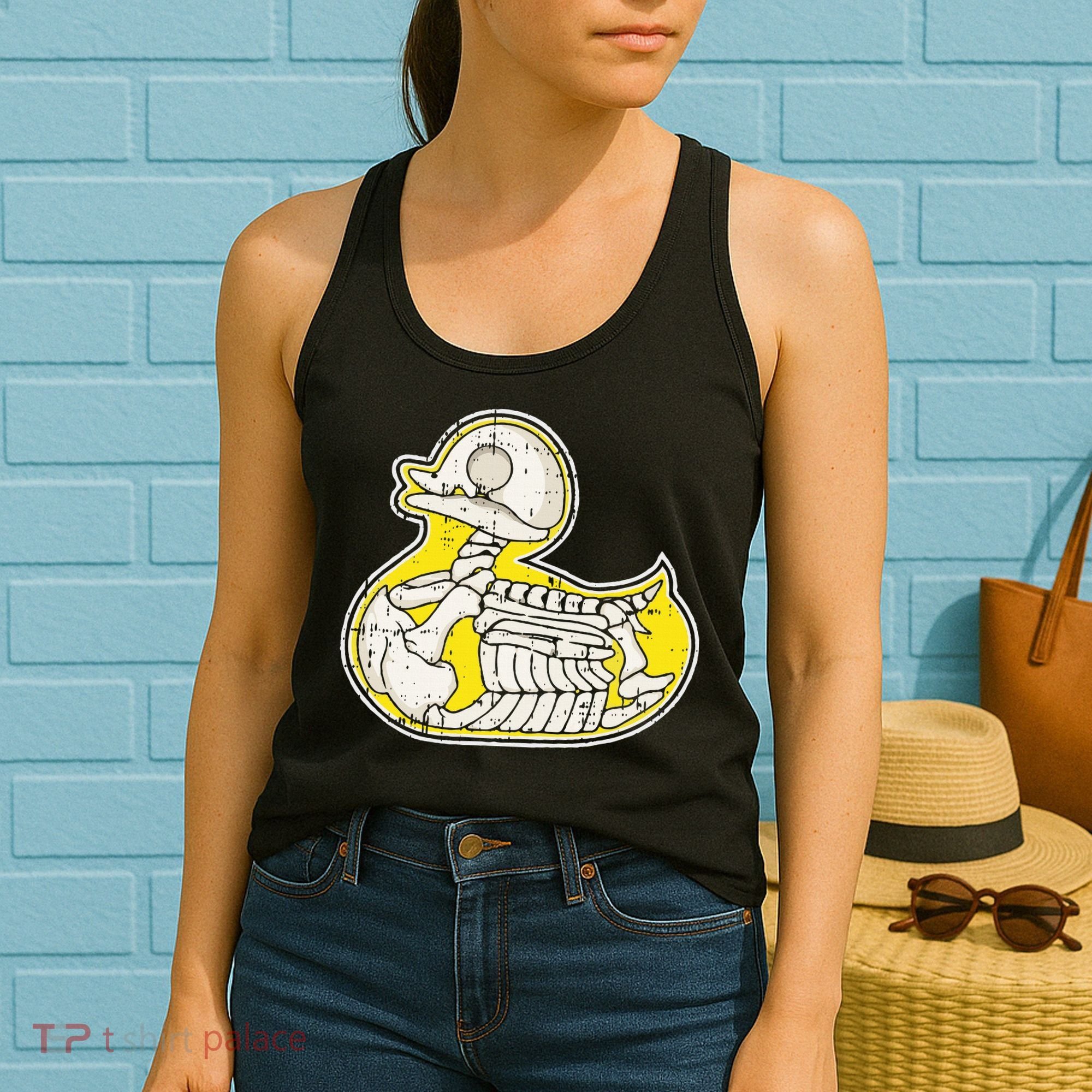 Rubber Duck Skeleton Lazy Halloween Costume Funny Ducky Women's Tank Top