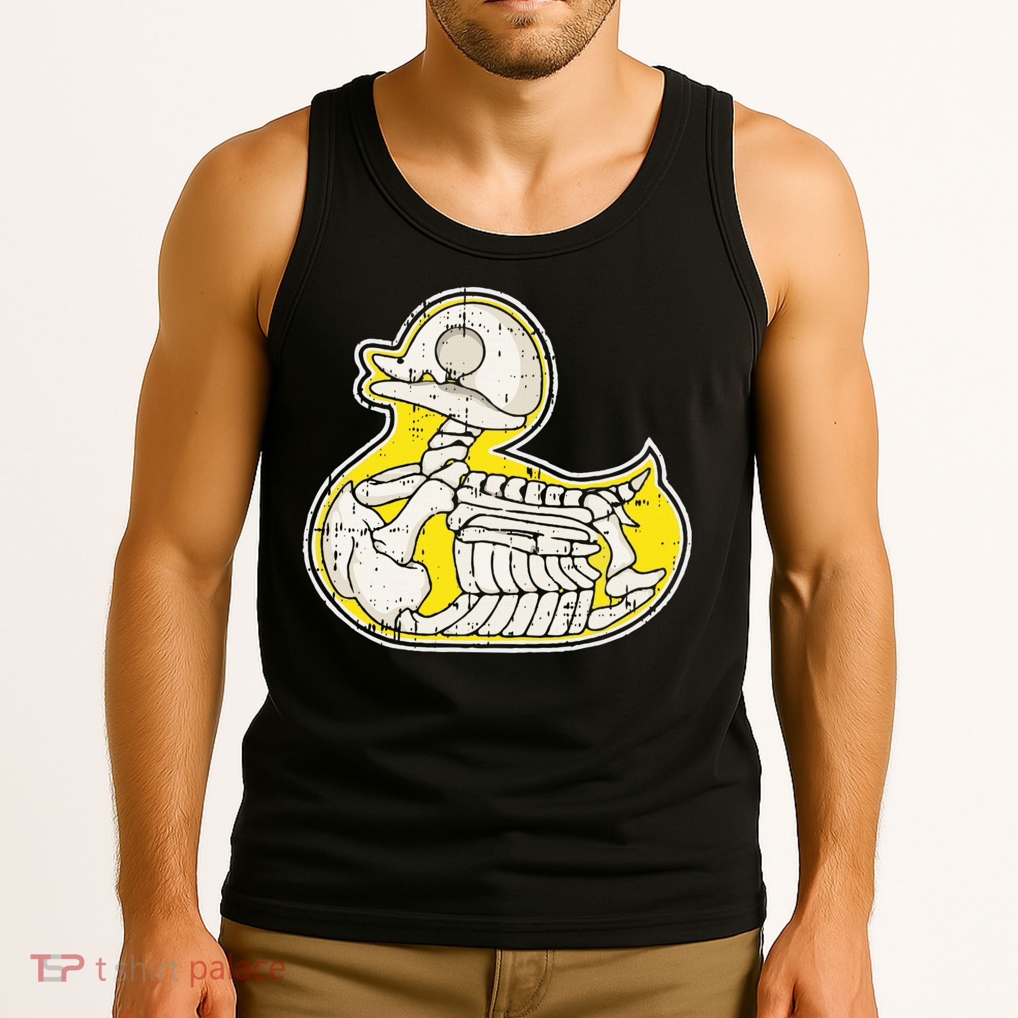 Rubber Duck Skeleton Lazy Halloween Costume Funny Ducky Tank Top