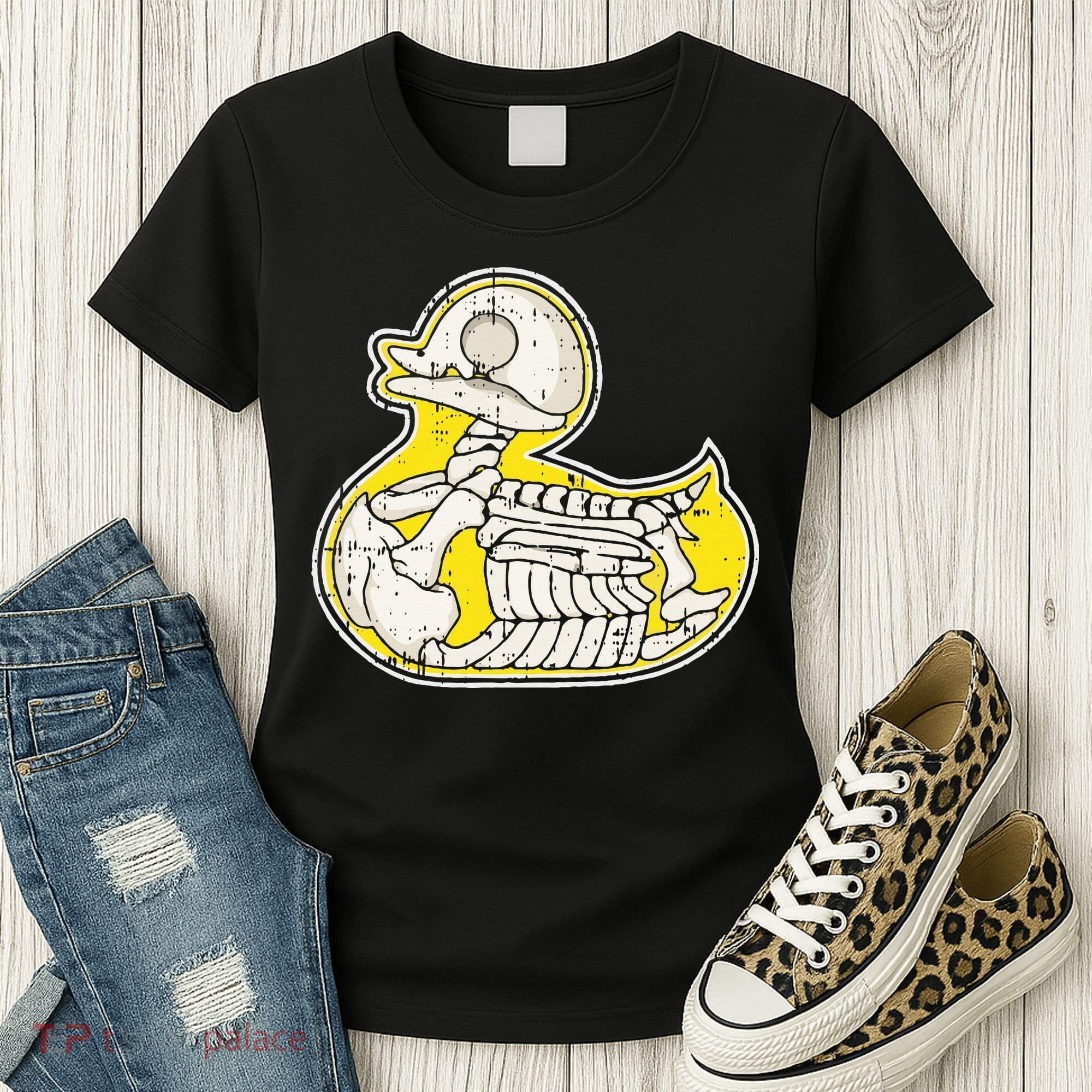 Rubber Duck Skeleton Lazy Halloween Costume Funny Ducky Women's T-Shirt