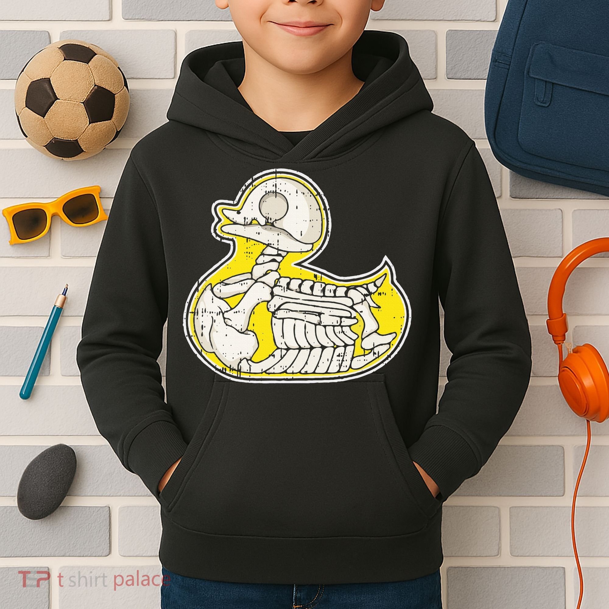Rubber Duck Skeleton Lazy Halloween Costume Funny Ducky Kids Hoodie