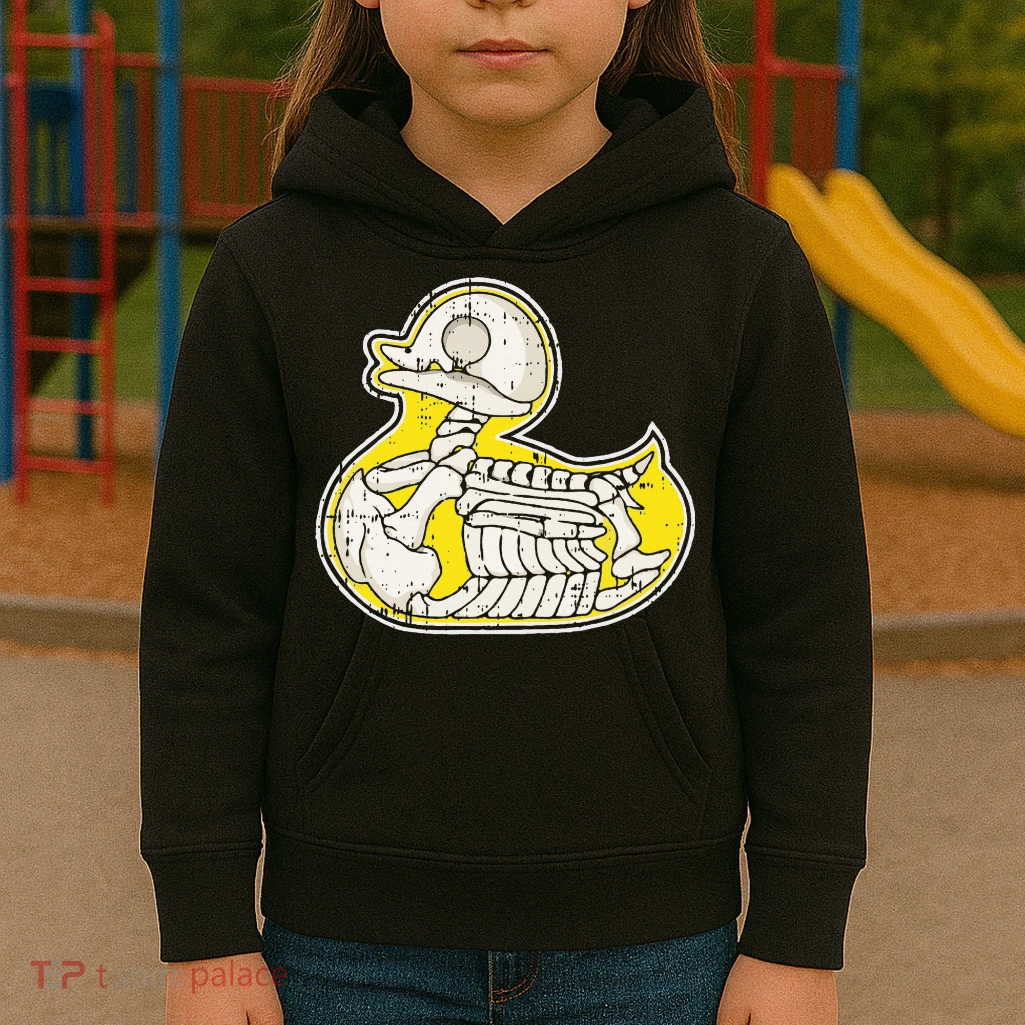 Rubber Duck Skeleton Lazy Halloween Costume Funny Ducky Kids Hoodie