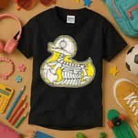 Rubber Duck Skeleton Lazy Halloween Costume Funny Ducky Kids T-Shirt thumb 3