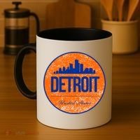 Retro Detroit Skyline Logo Coffee Mug thumb 4
