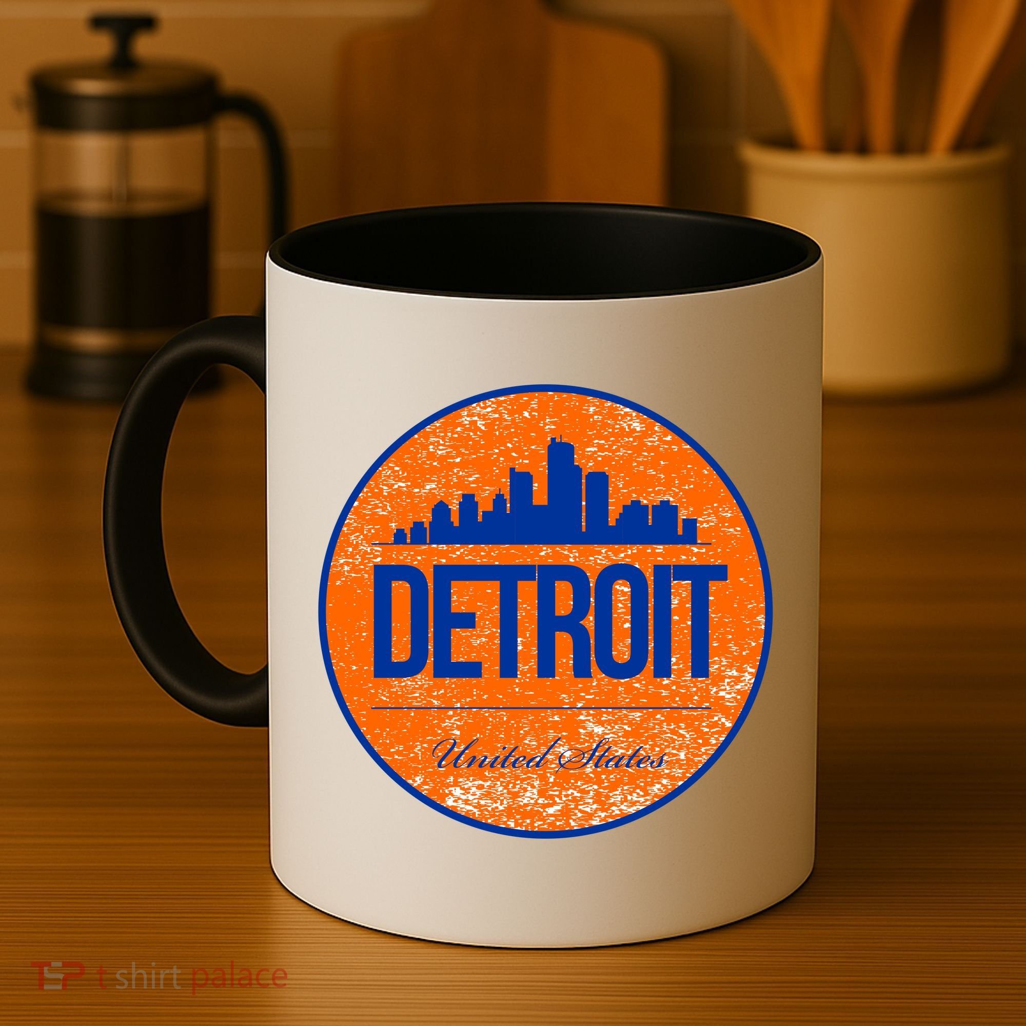Retro Detroit Skyline Logo Coffee Mug