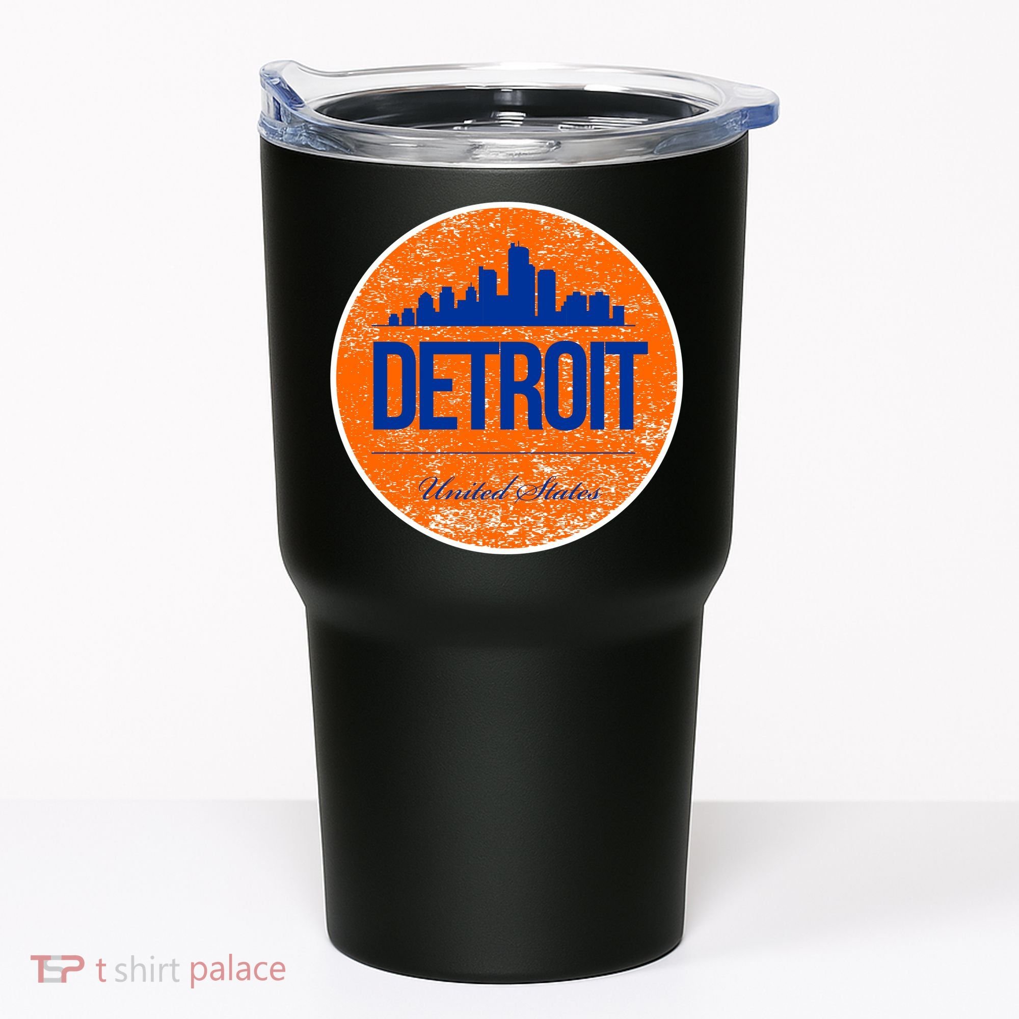 Retro Detroit Skyline Logo Tumbler
