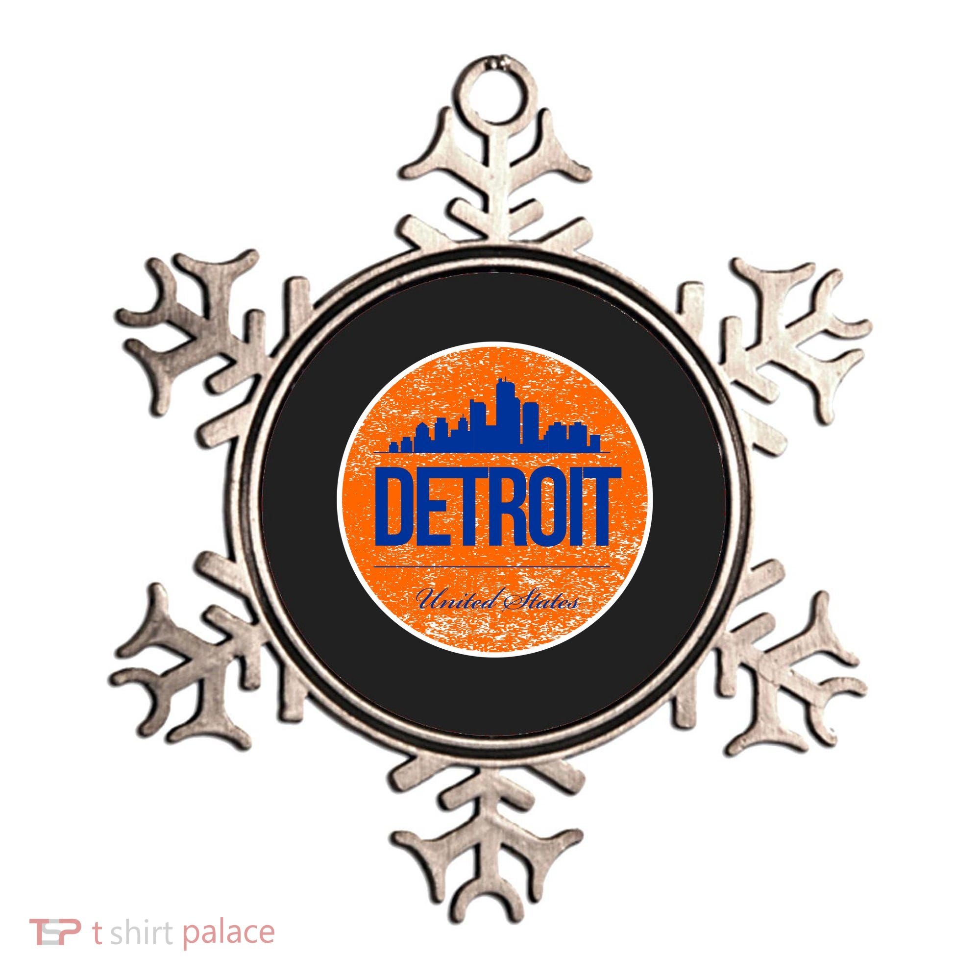 Retro Detroit Skyline Logo Ornament
